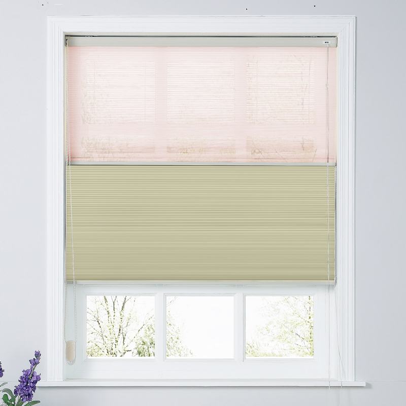 商品Alt模板：RAMESH Cord Lift Blackout TriShades Day/Night Honeycomb Shade with White Backing Pink Sheer - xtest