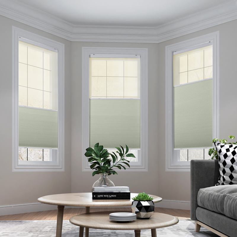商品Alt模板：Rey Cordless Blackout TriShades Day/Night Honeycomb Shade Beige Sheer - xtest