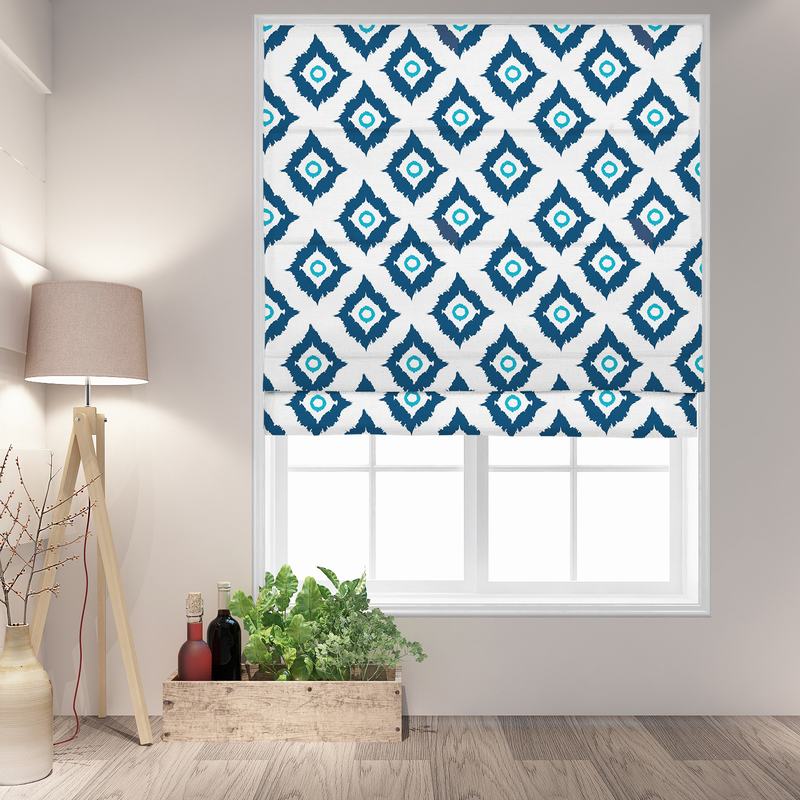 商品Alt模板：MARIAN Abstract Print Polyester Linen Room Darkening Roman Shade - xtest