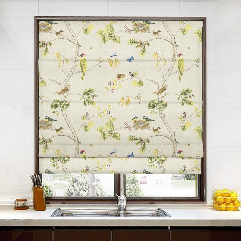 商品Alt模板：SOPHIA Rural Pastoral Print Polyester Cotton Roman Shade - xtest