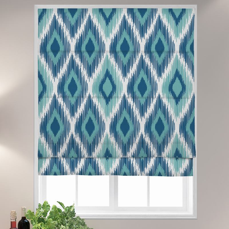商品Alt模板：KATE Geometic Print Polyester Linen Room Darkening Roman Shade - xtest